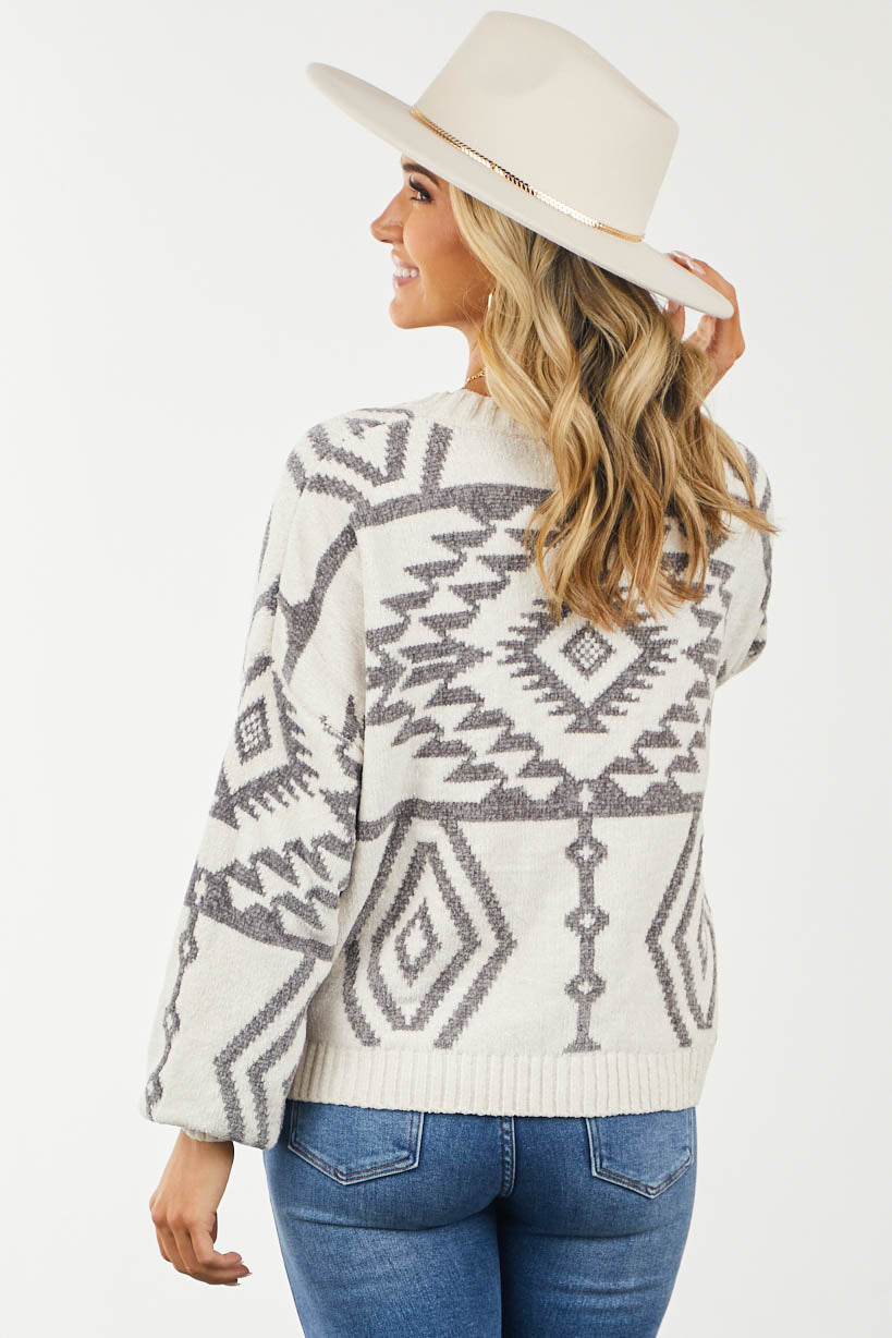Steel Geometric Pattern Open Sweater Cardigan