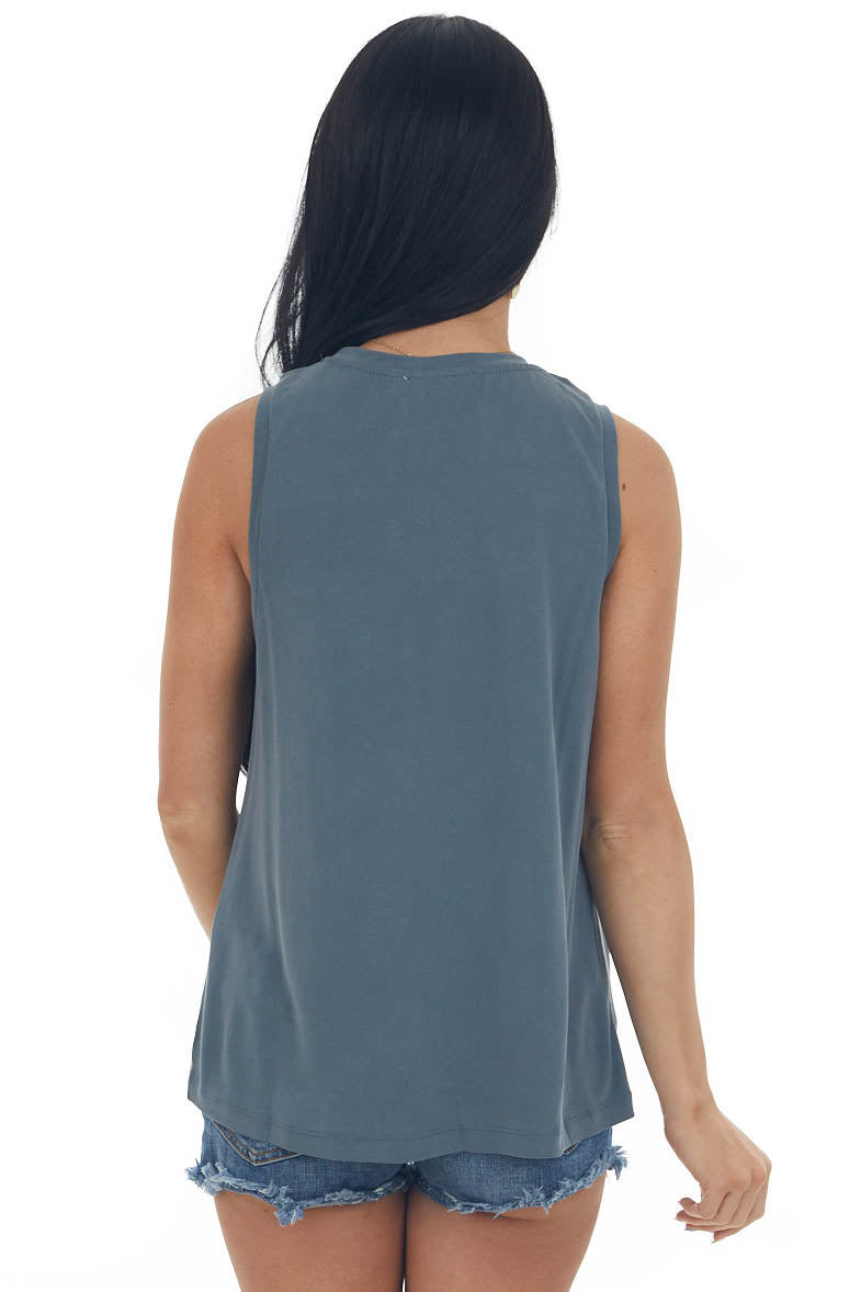 Stormy Front Knot Lightweight Knit Tank Top