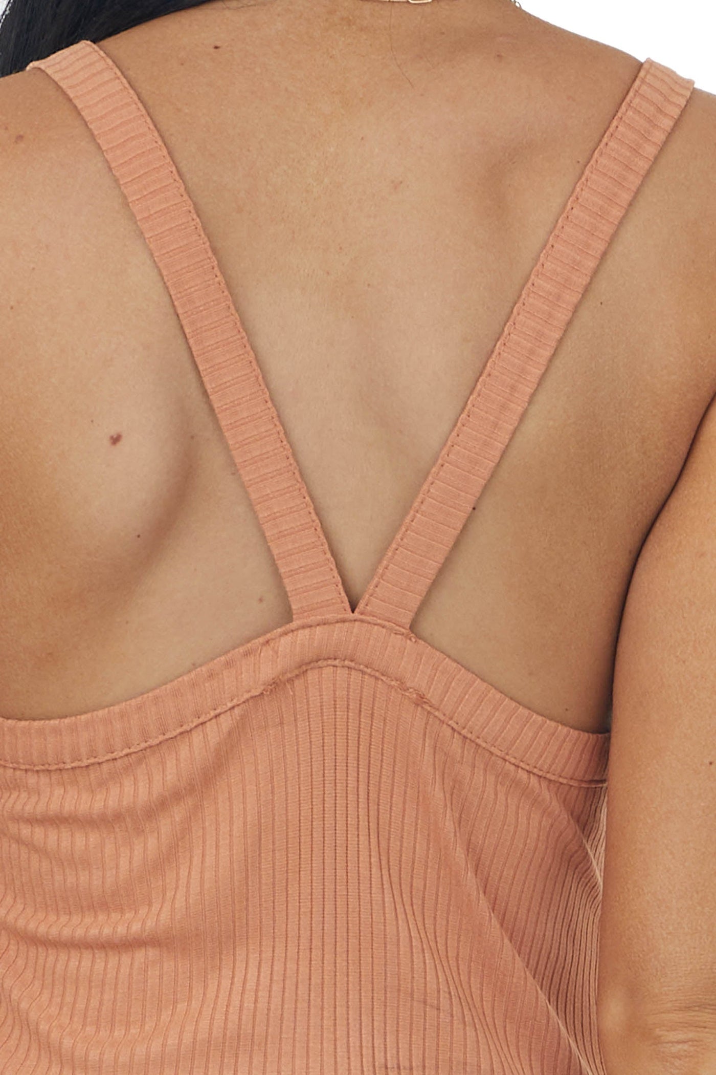 Sunset V Neck Stretchy Ribbed Fitted Tank Top