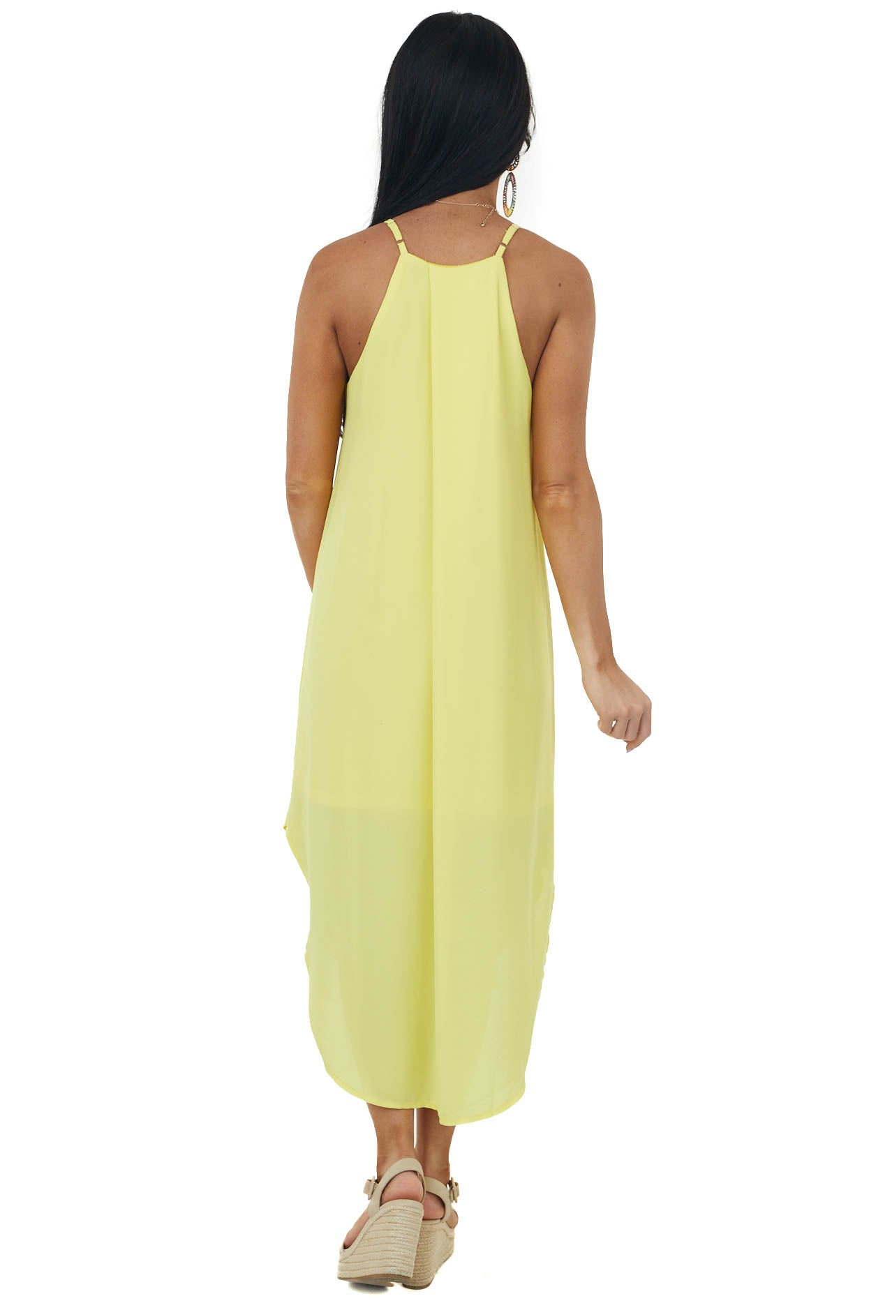 Sunshine Halter Neck Curved Hem Midi Dress