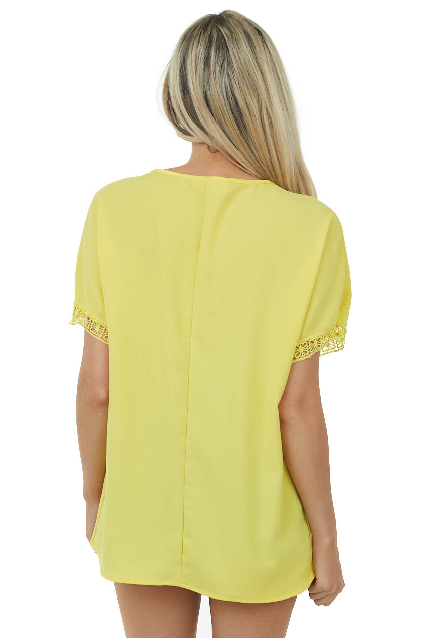 Sunshine Lace Short Sleeve Crepe Woven Top