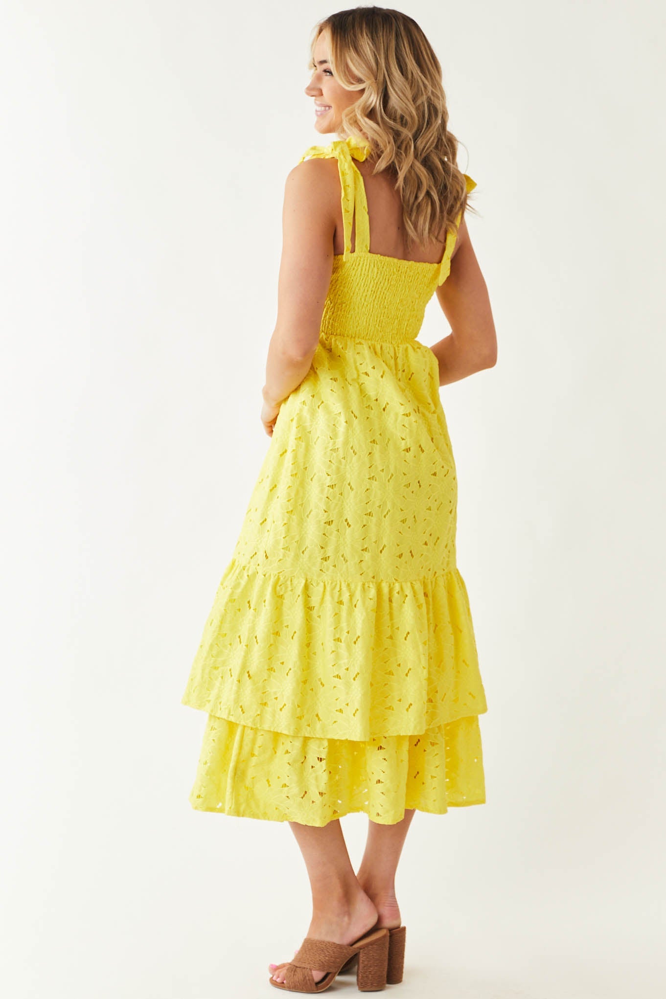Sunshine Lace Sleeveless Layered Midi Dress
