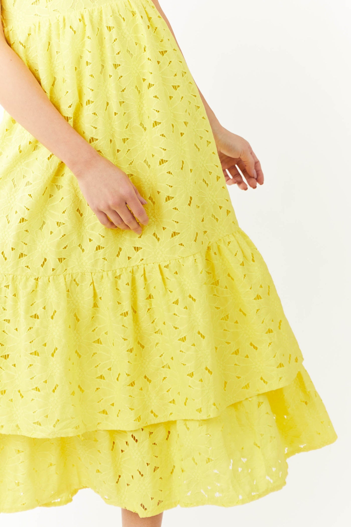 Sunshine Lace Sleeveless Layered Midi Dress