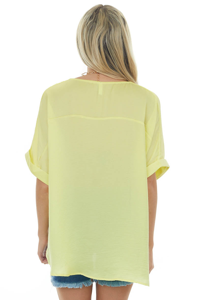 Sunshine Rolled Cuff Wide Fit Silky Blouse
