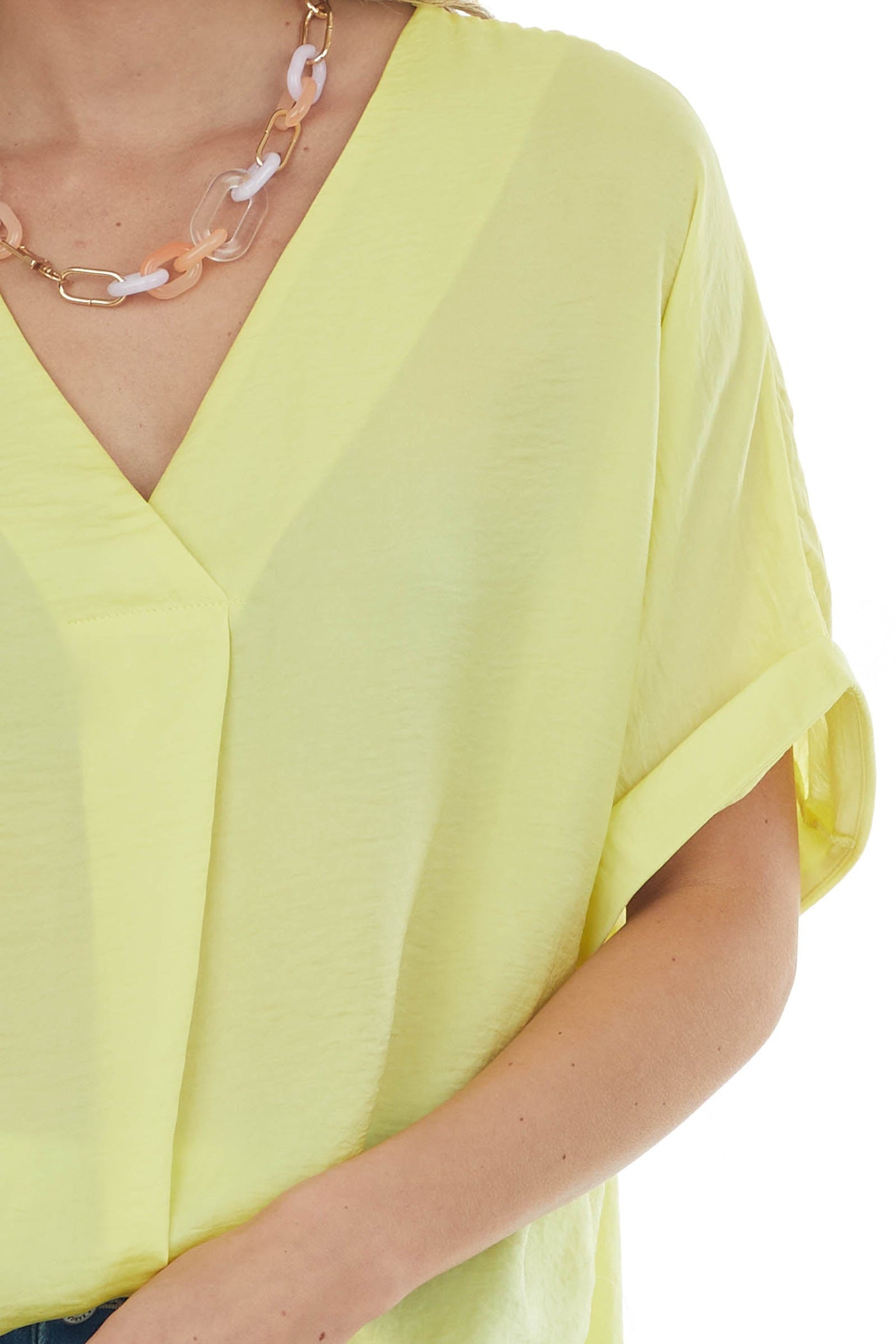 Sunshine Rolled Cuff Wide Fit Silky Blouse