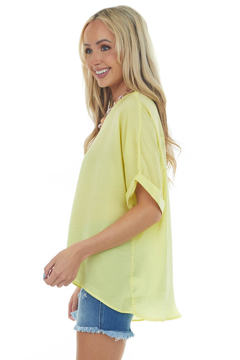 Sunshine Rolled Cuff Wide Fit Silky Blouse