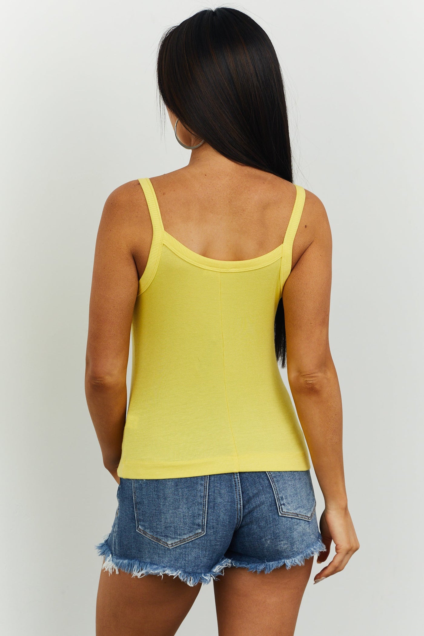 Sunshine Yellow Basic Ribbed Knit Tank Top