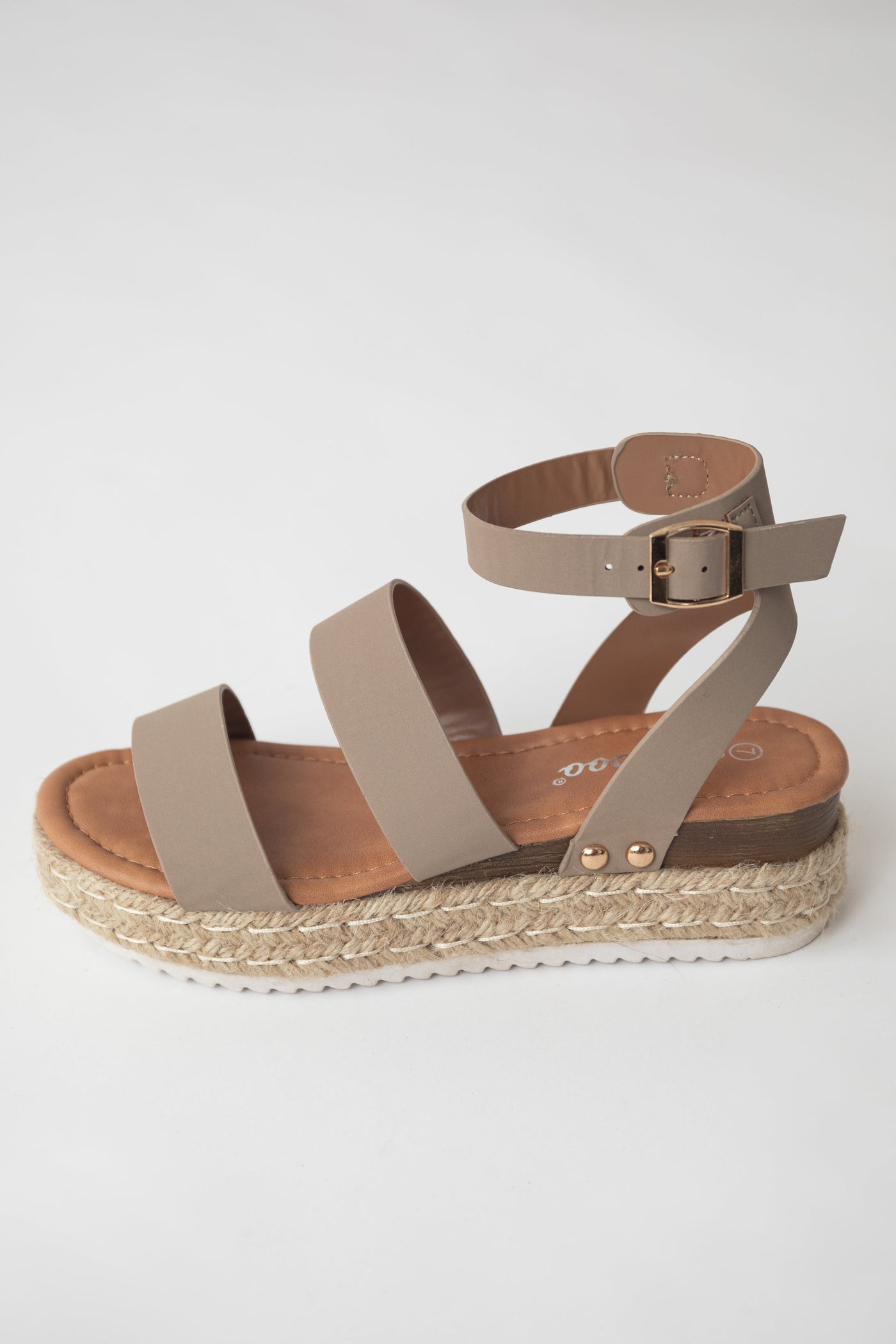 Taupe Triple Strap Espadrille Platform Sandals