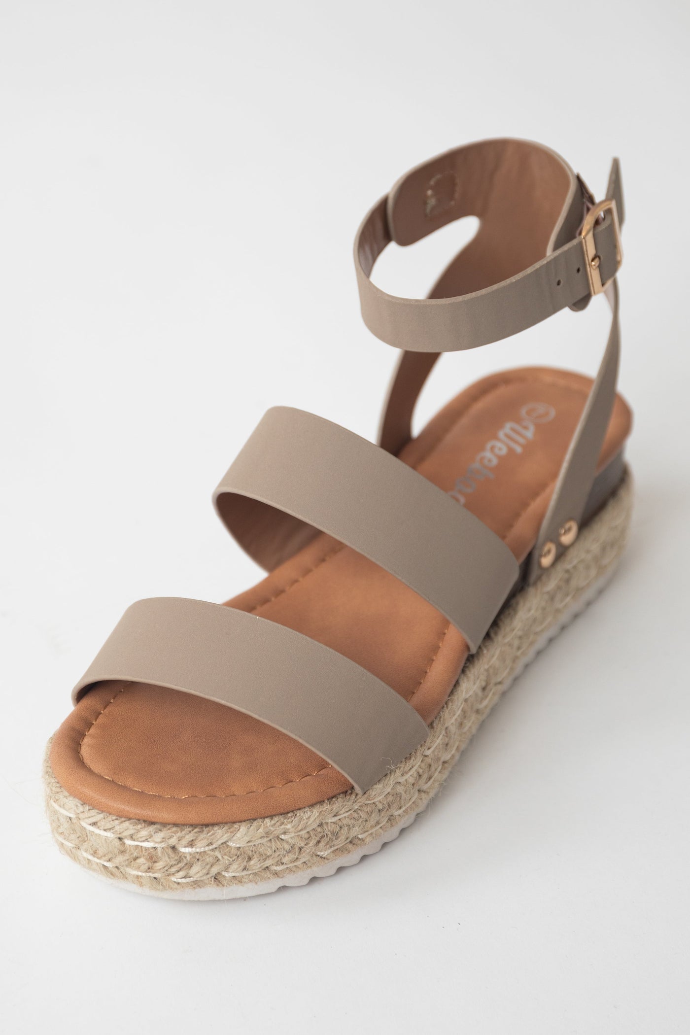 Taupe Triple Strap Espadrille Platform Sandals