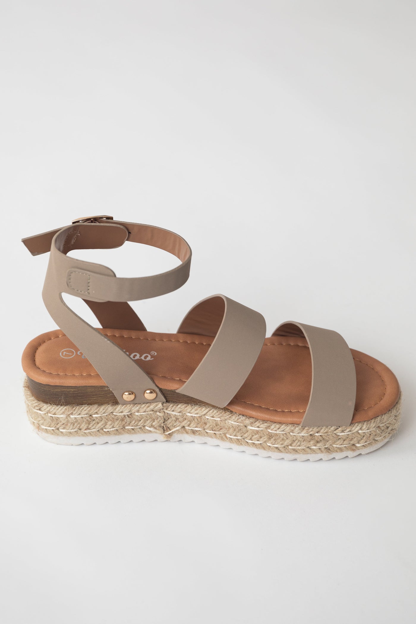 Taupe Triple Strap Espadrille Platform Sandals