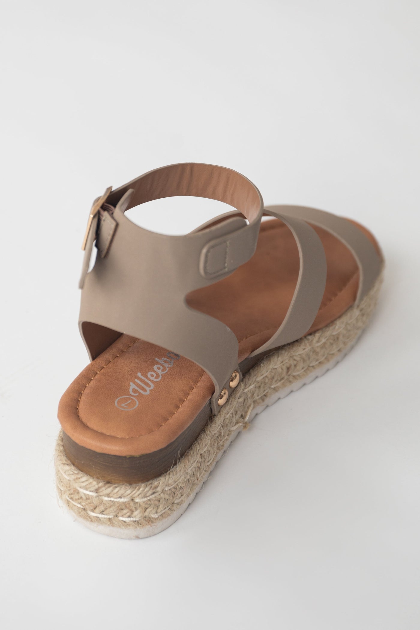 Taupe Triple Strap Espadrille Platform Sandals