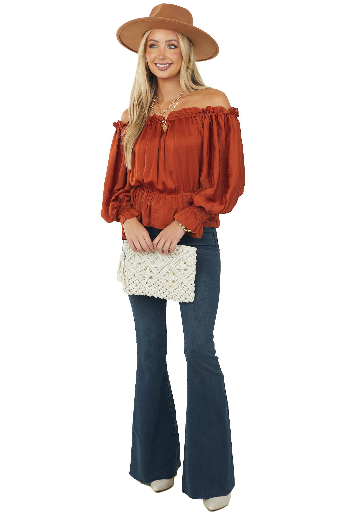 Tawny Long Sleeve Off the Shoulder Blouse