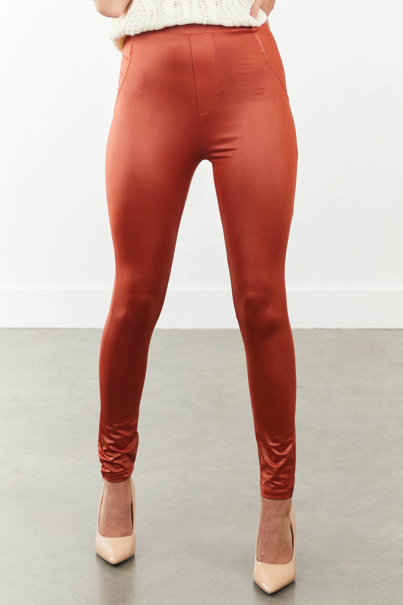 Tawny Stretchy Knit Lightweight Fitted Pants