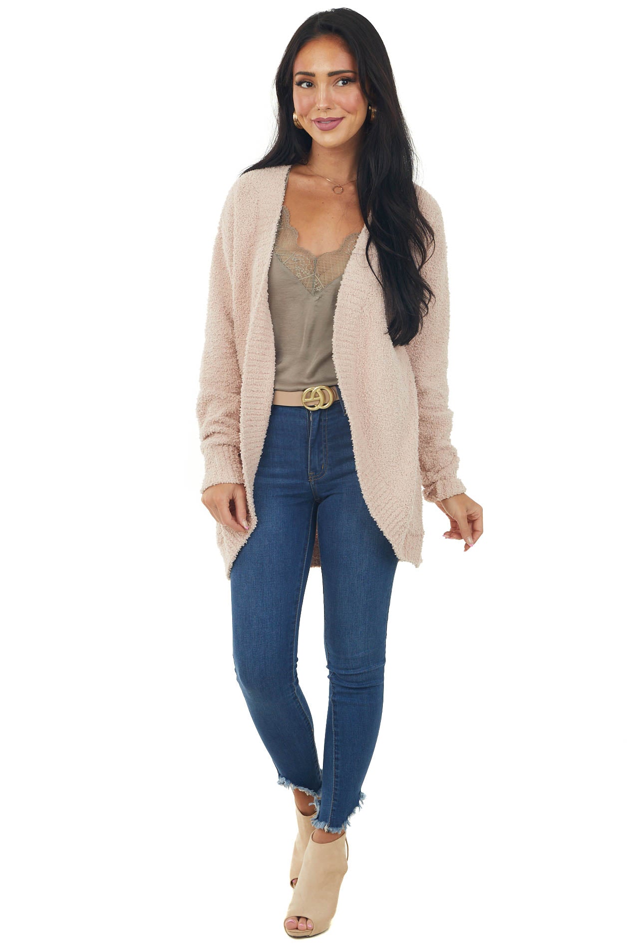 Tea Rose Super Soft Fleece Cocoon Cardigan