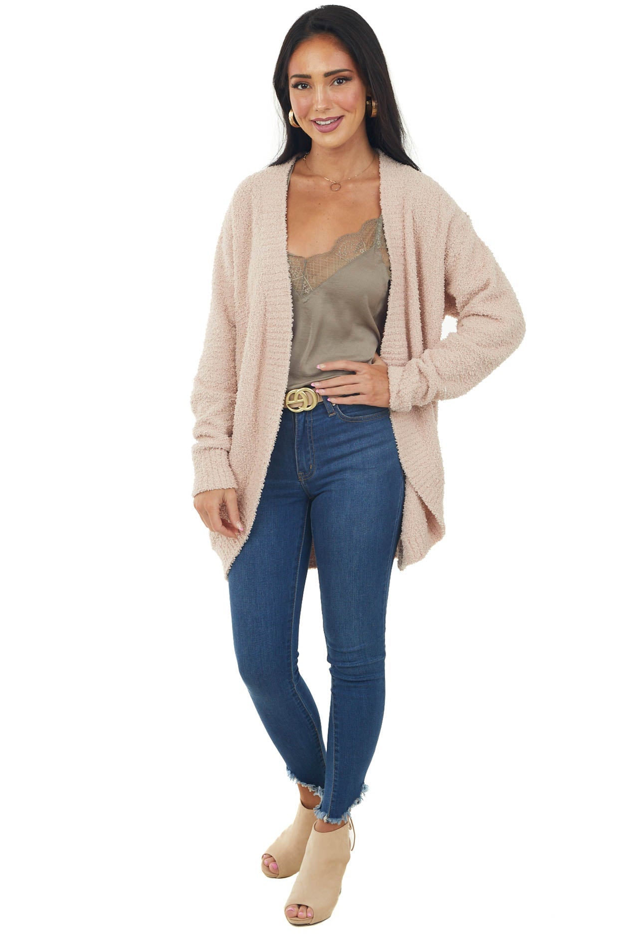 Tea Rose Super Soft Fleece Cocoon Cardigan