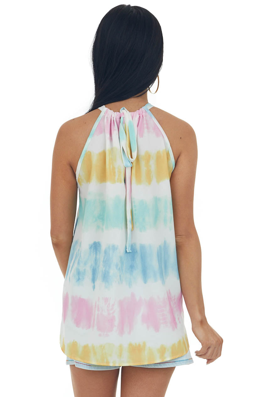 Tie Dye Gathered Halter Neck Woven Top