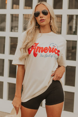 Vanilla 'America' Graphic Oversized Tee Shirt