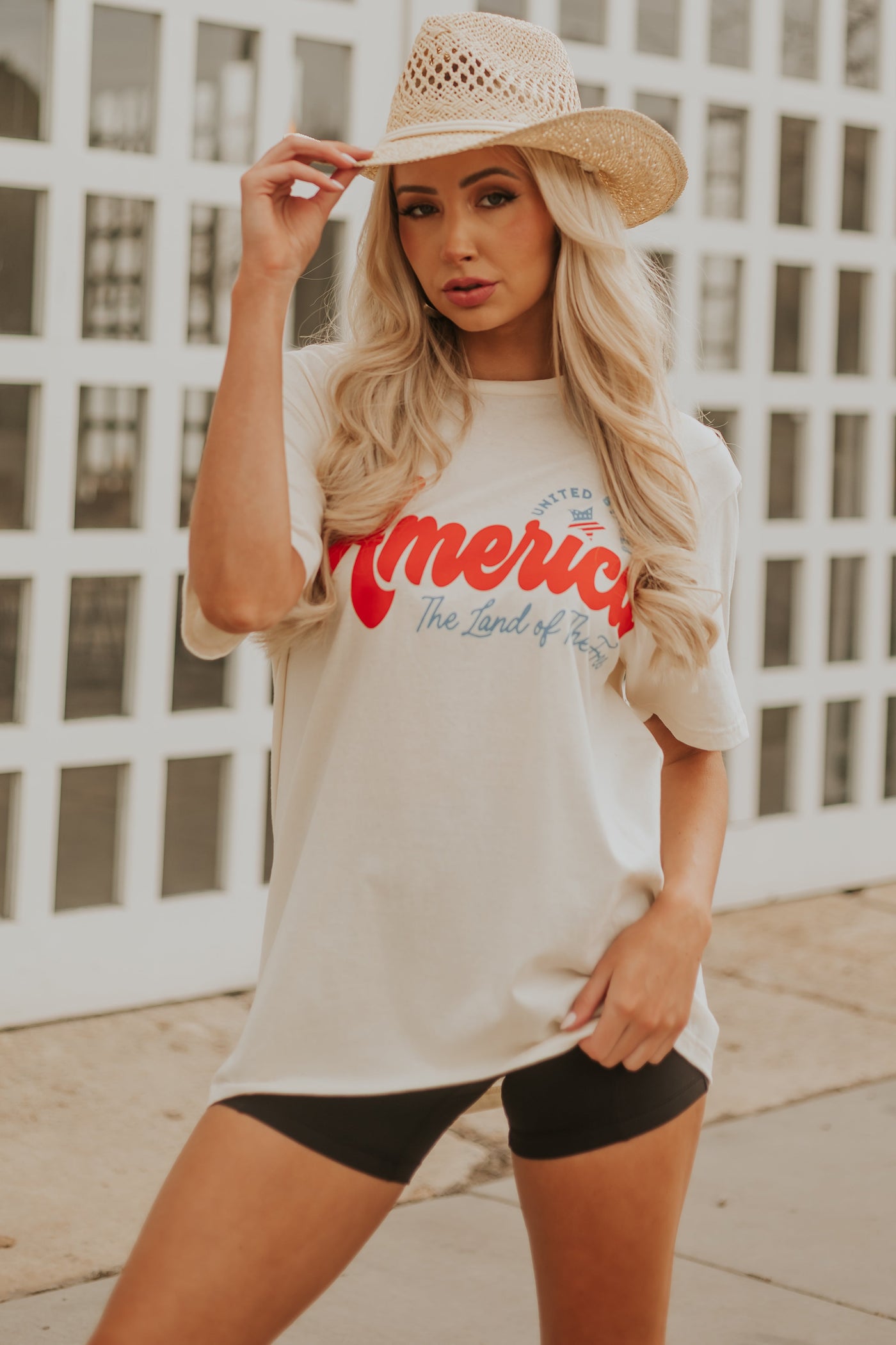 Vanilla 'America' Graphic Oversized Tee Shirt