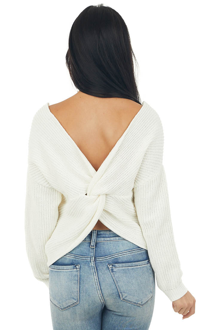 Vanilla Back Twist Drop Shoulder Sweater