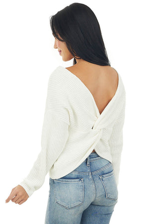 Vanilla Back Twist Drop Shoulder Sweater