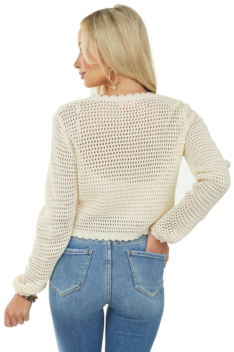 Vanilla Long Sleeve Button Up Loose Knit Cardigan