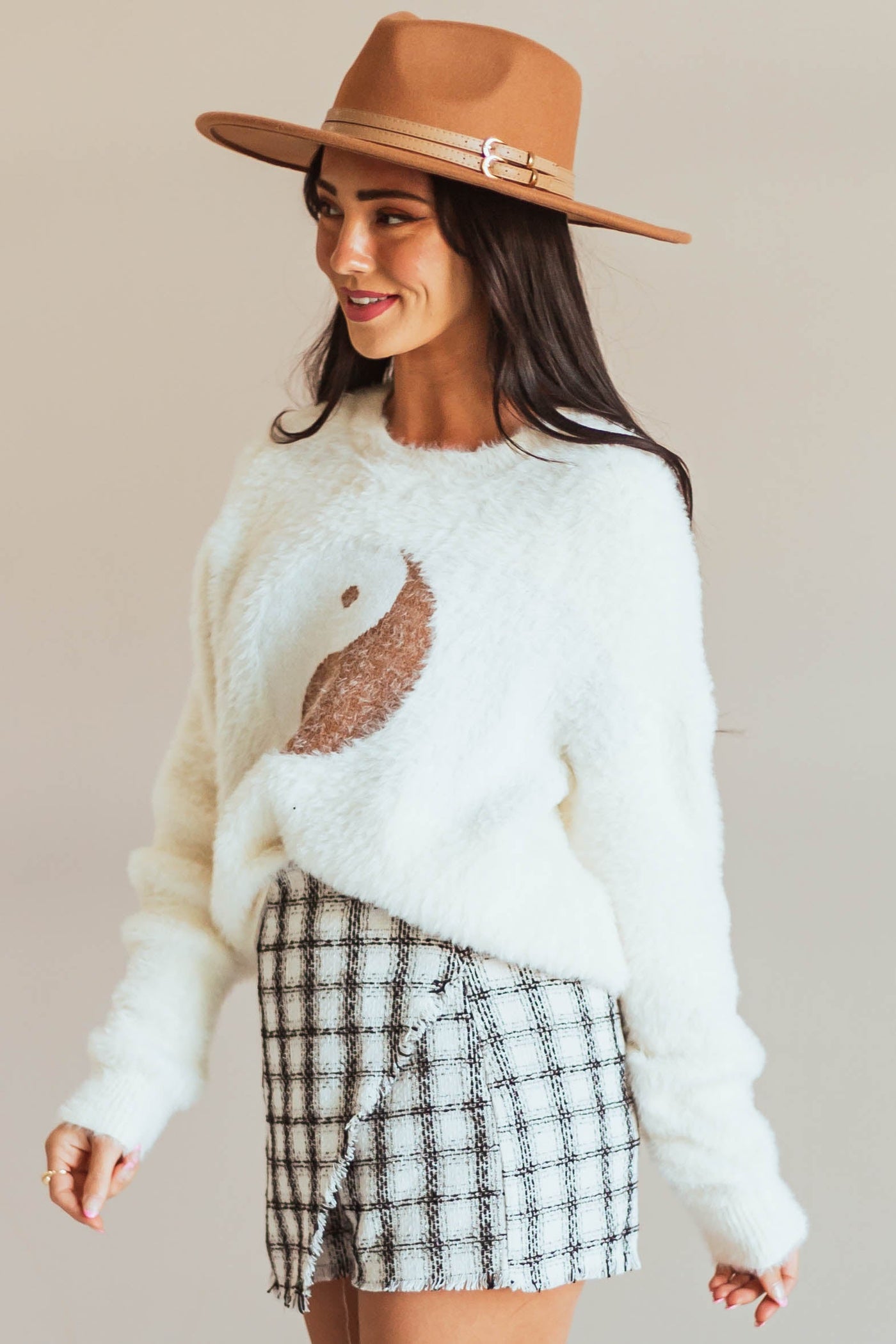 Vanilla Yin and Yang Graphic Fuzzy Sweater