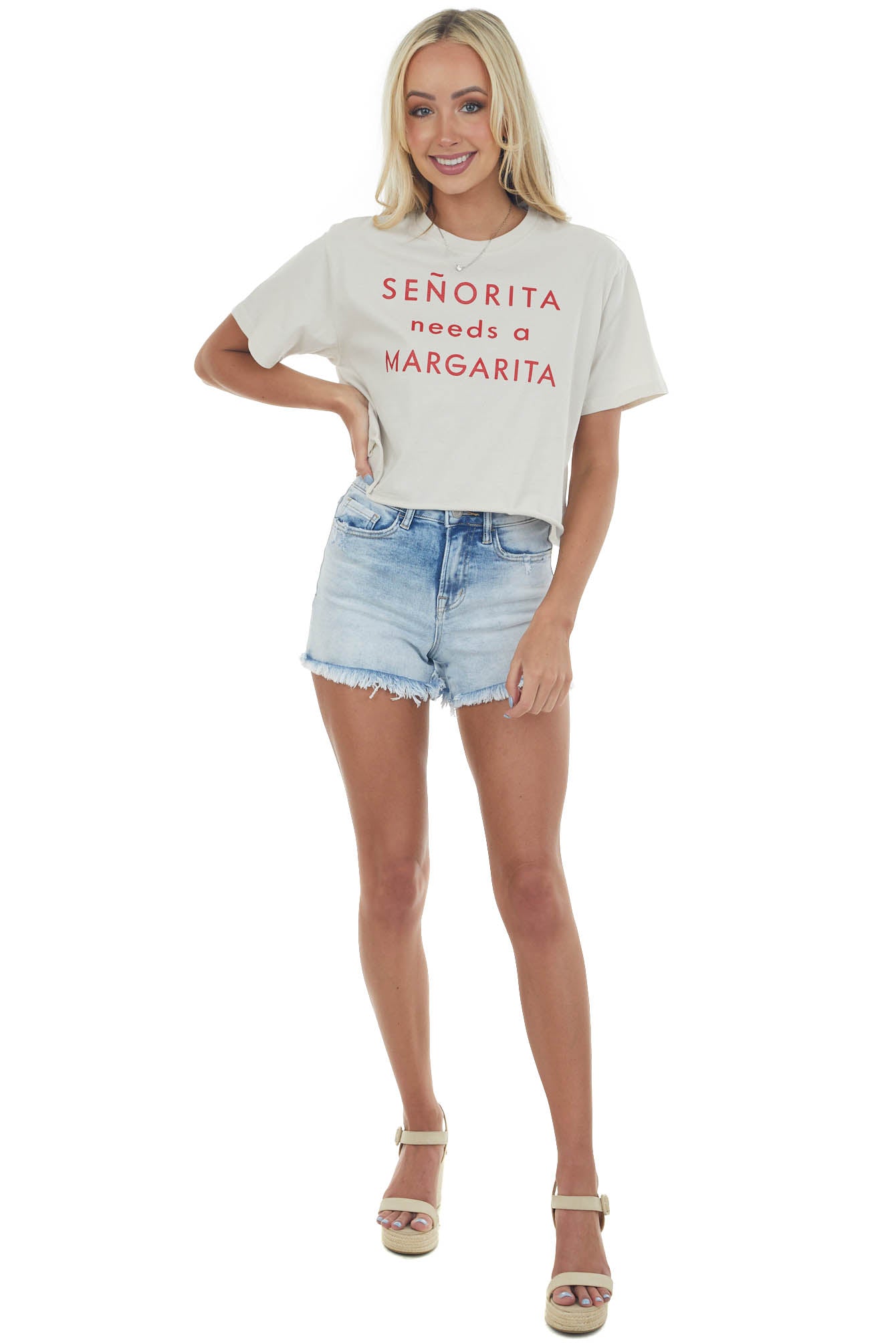 Vanilla 'Senorita Needs a Margarita' Crop Top
