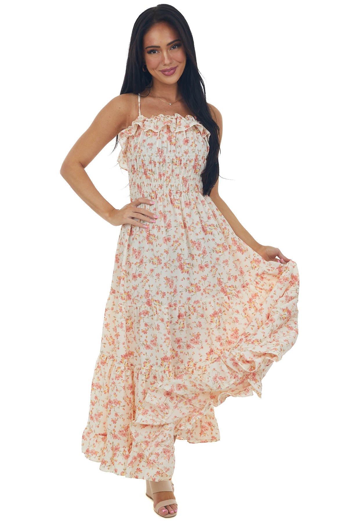 Vanilla and Punch Floral Sleeveless Maxi Dress