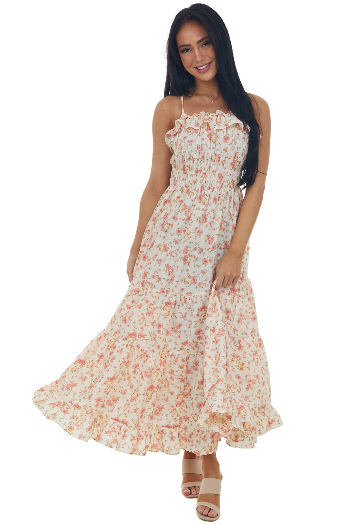 Vanilla and Punch Floral Sleeveless Maxi Dress