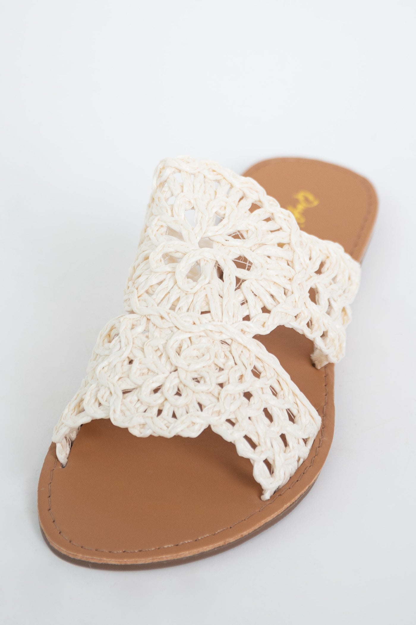 Vanilla Crochet Raffia Slip On Sandals