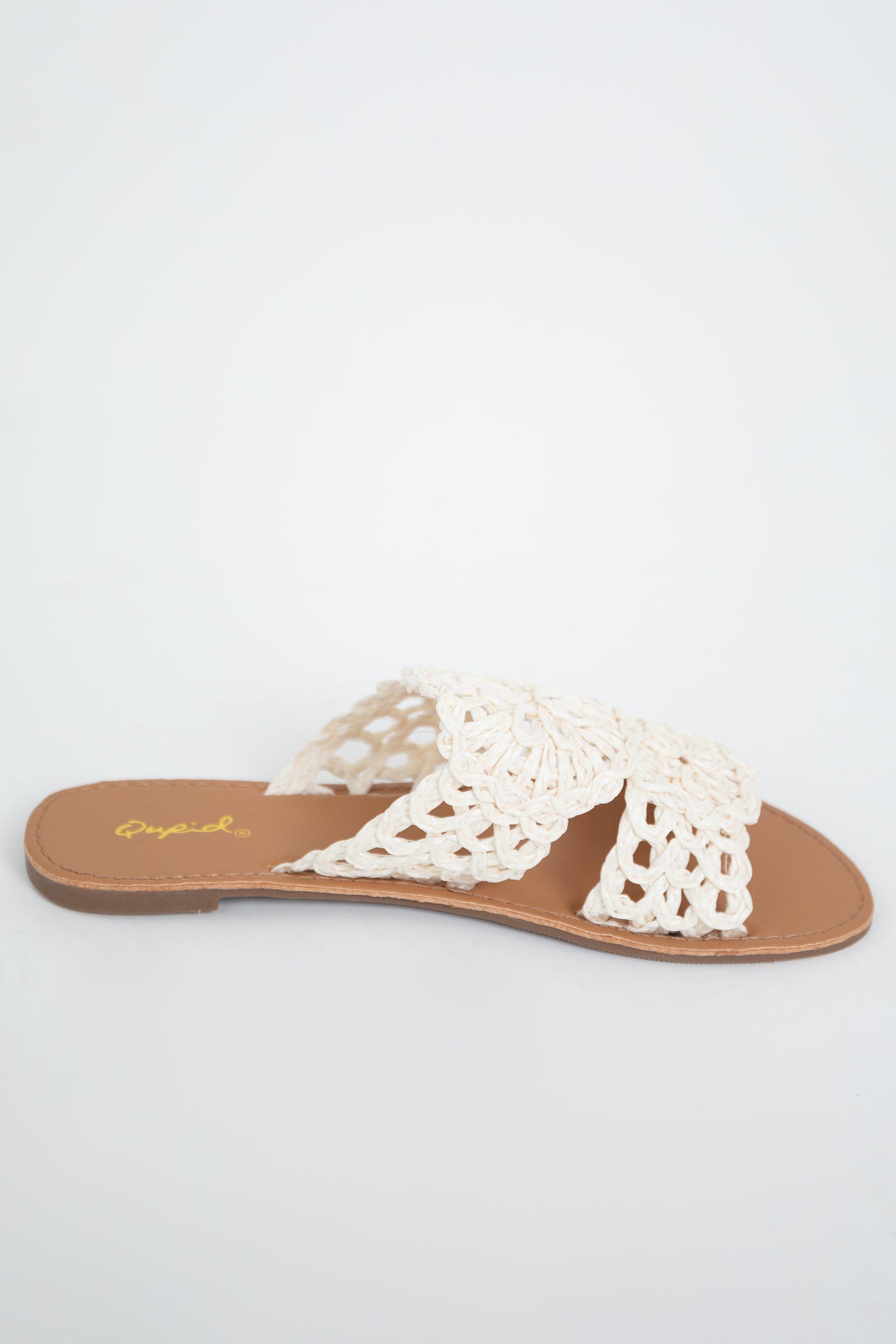 Vanilla Crochet Raffia Slip On Sandals