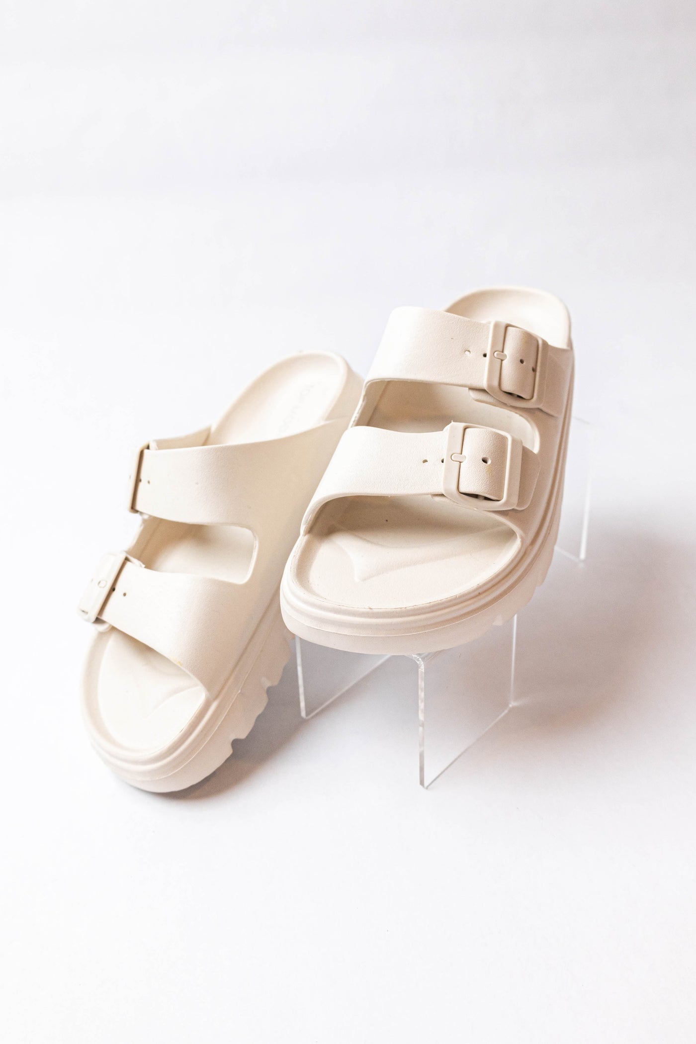 Vanilla Lug Sole Double Buckle Slide Sandals