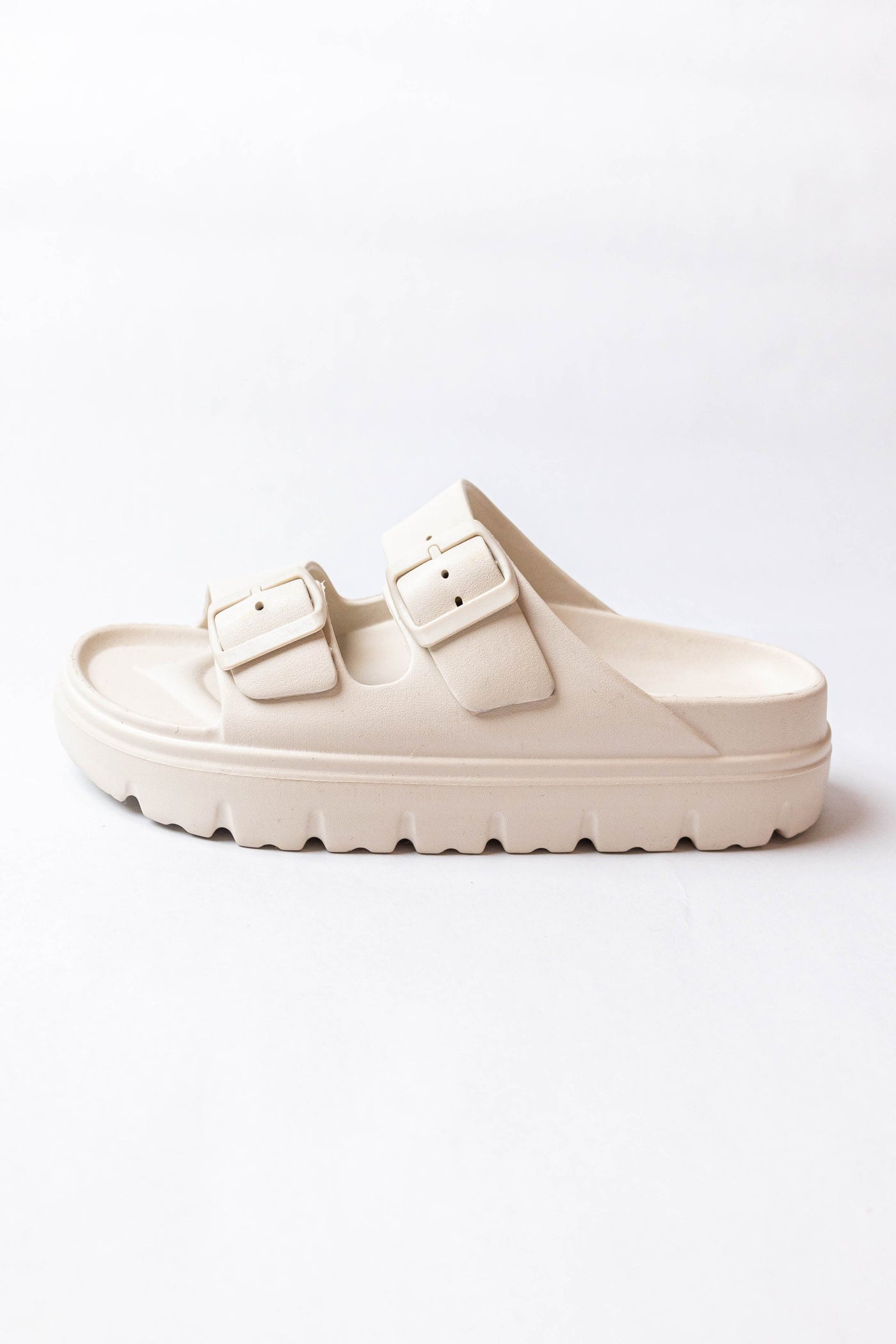 Vanilla Lug Sole Double Buckle Slide Sandals