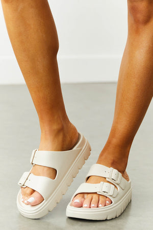 Vanilla Lug Sole Double Buckle Slide Sandals