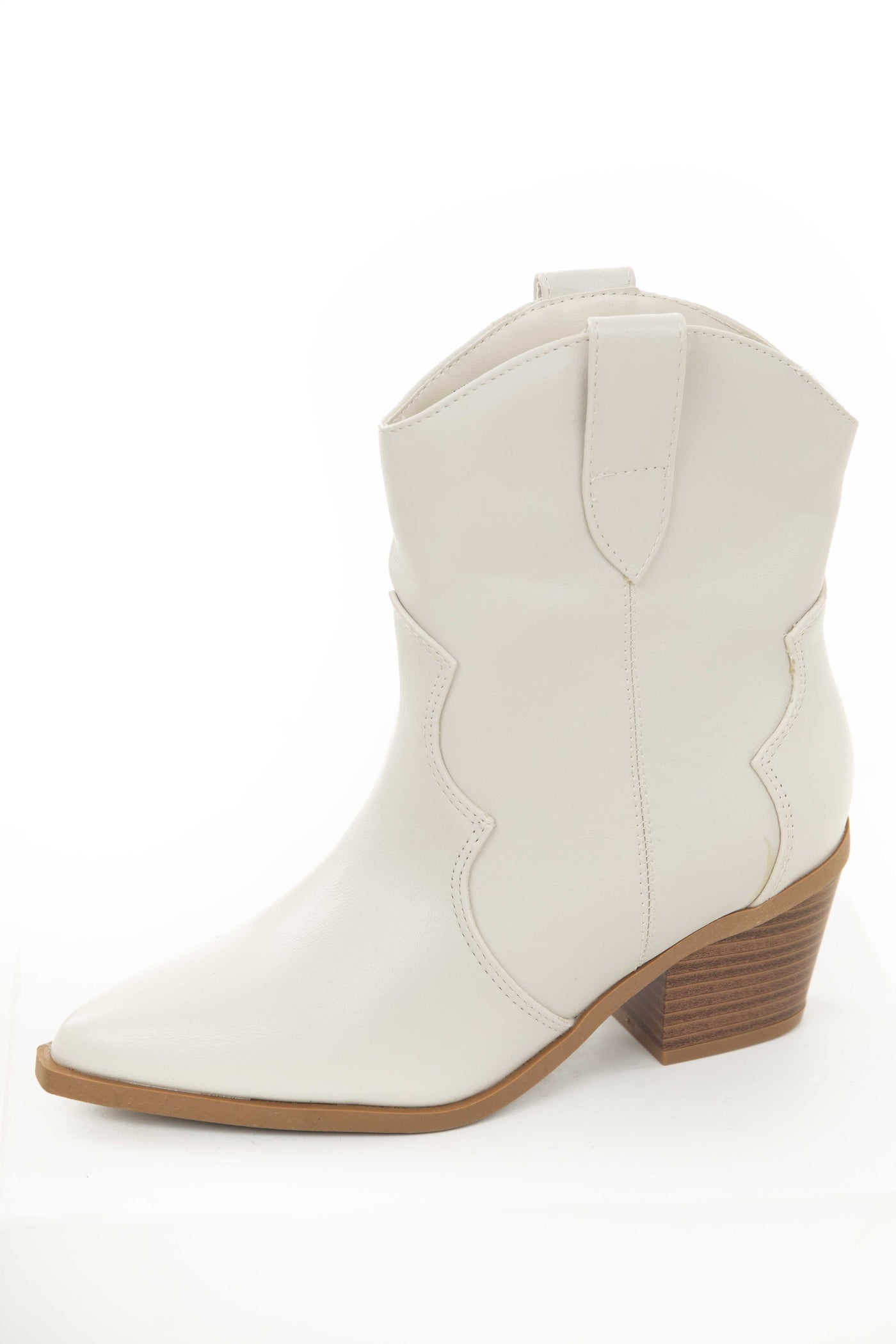 Vanilla Pleather Pointed Toe Western Booties