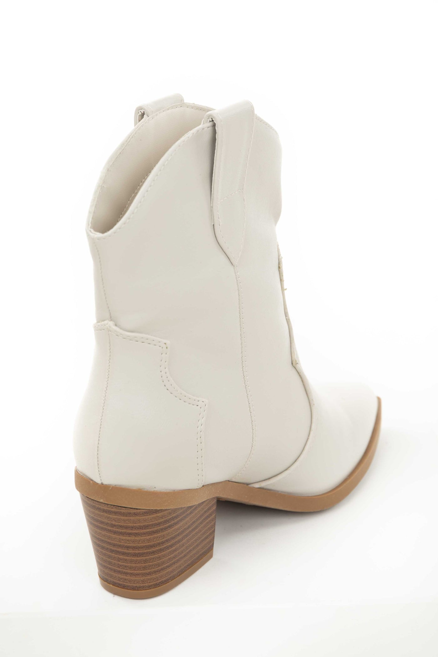 Vanilla Pleather Pointed Toe Western Booties