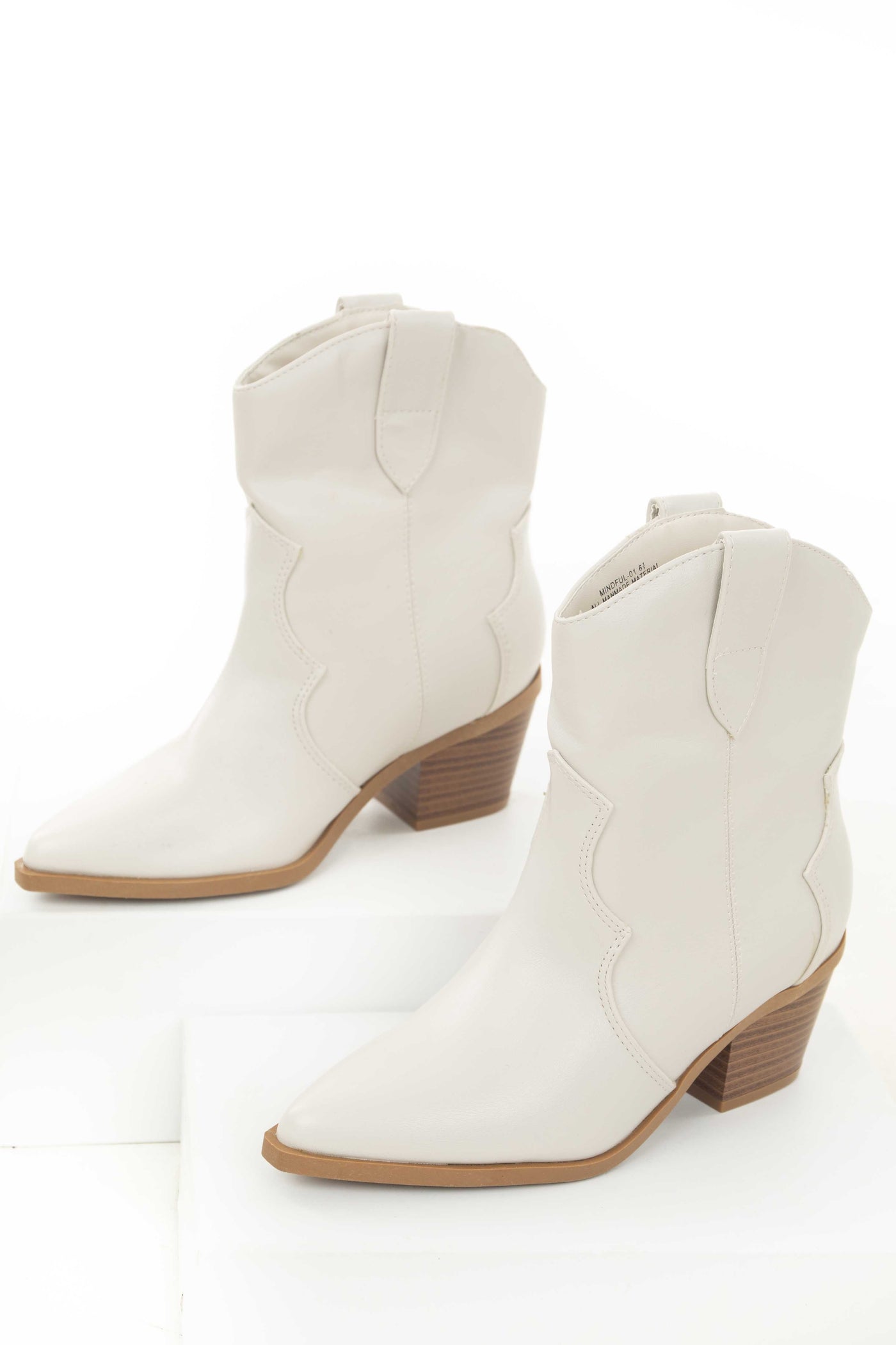 Vanilla Pleather Pointed Toe Western Booties