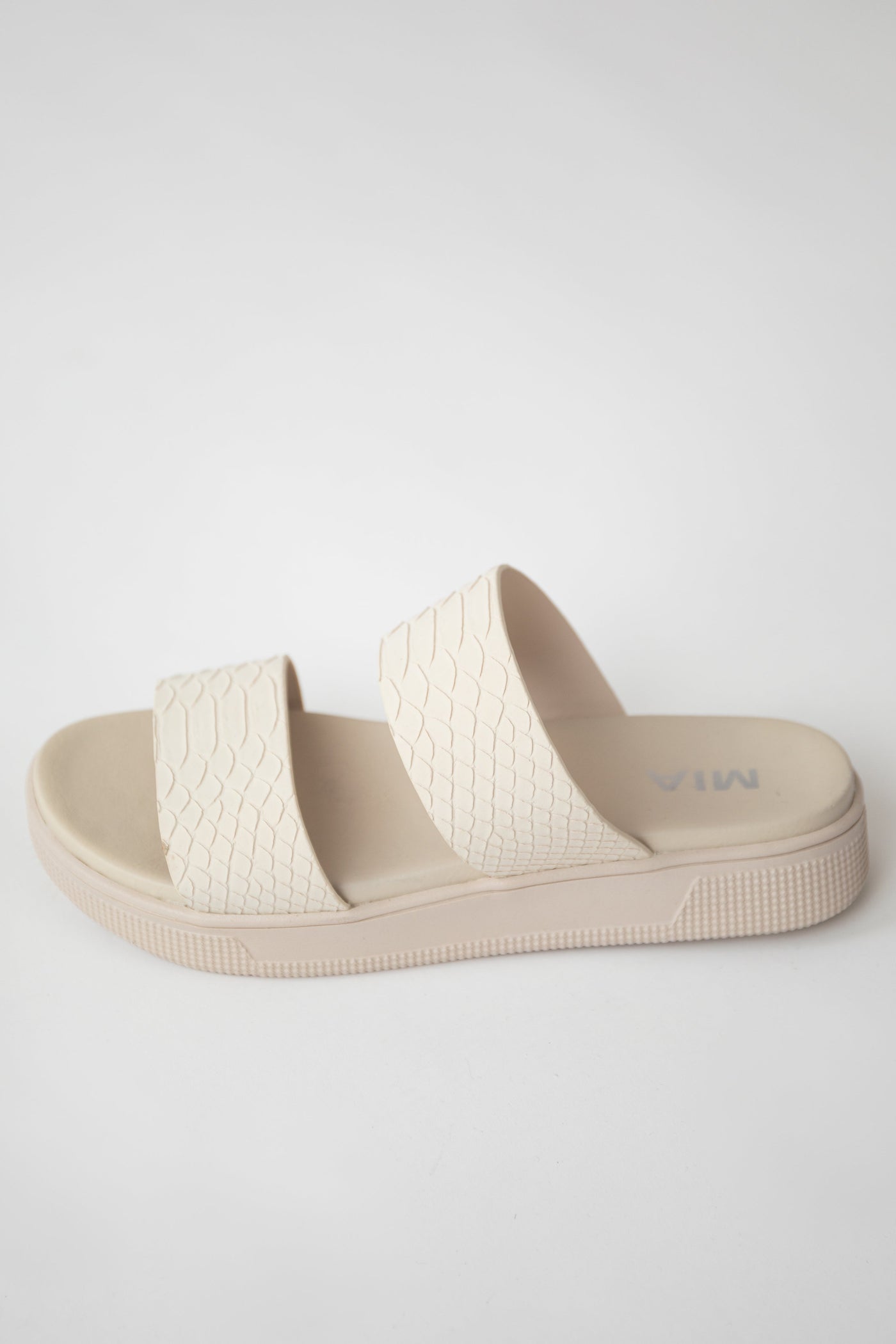 Vanilla Snake Texture Comfy Footbed Slip On Sandals