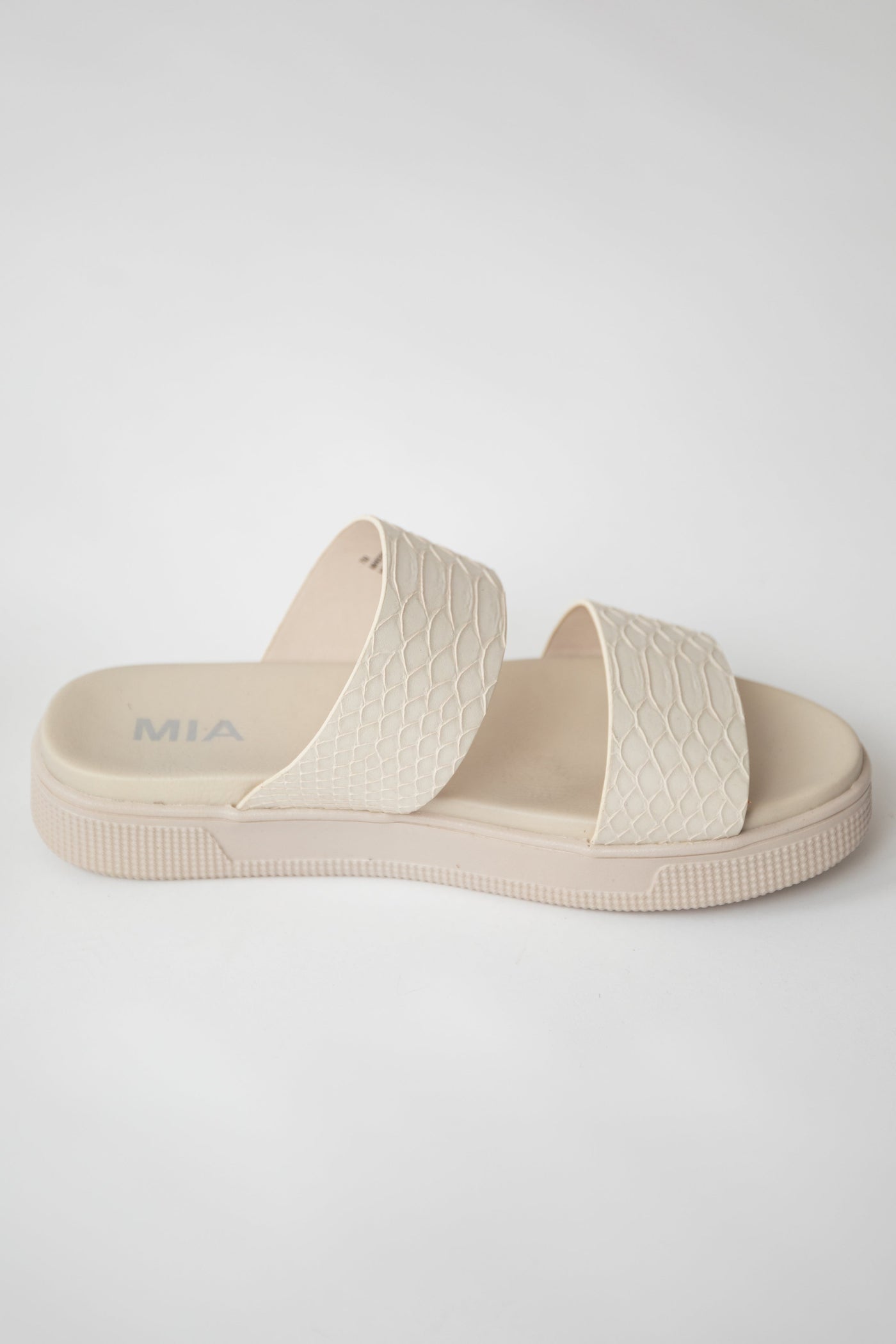 Vanilla Snake Texture Comfy Footbed Slip On Sandals