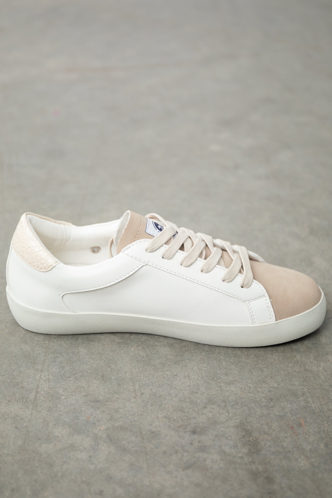 Vanilla and Taupe Glitter Star Lace Up Sneakers