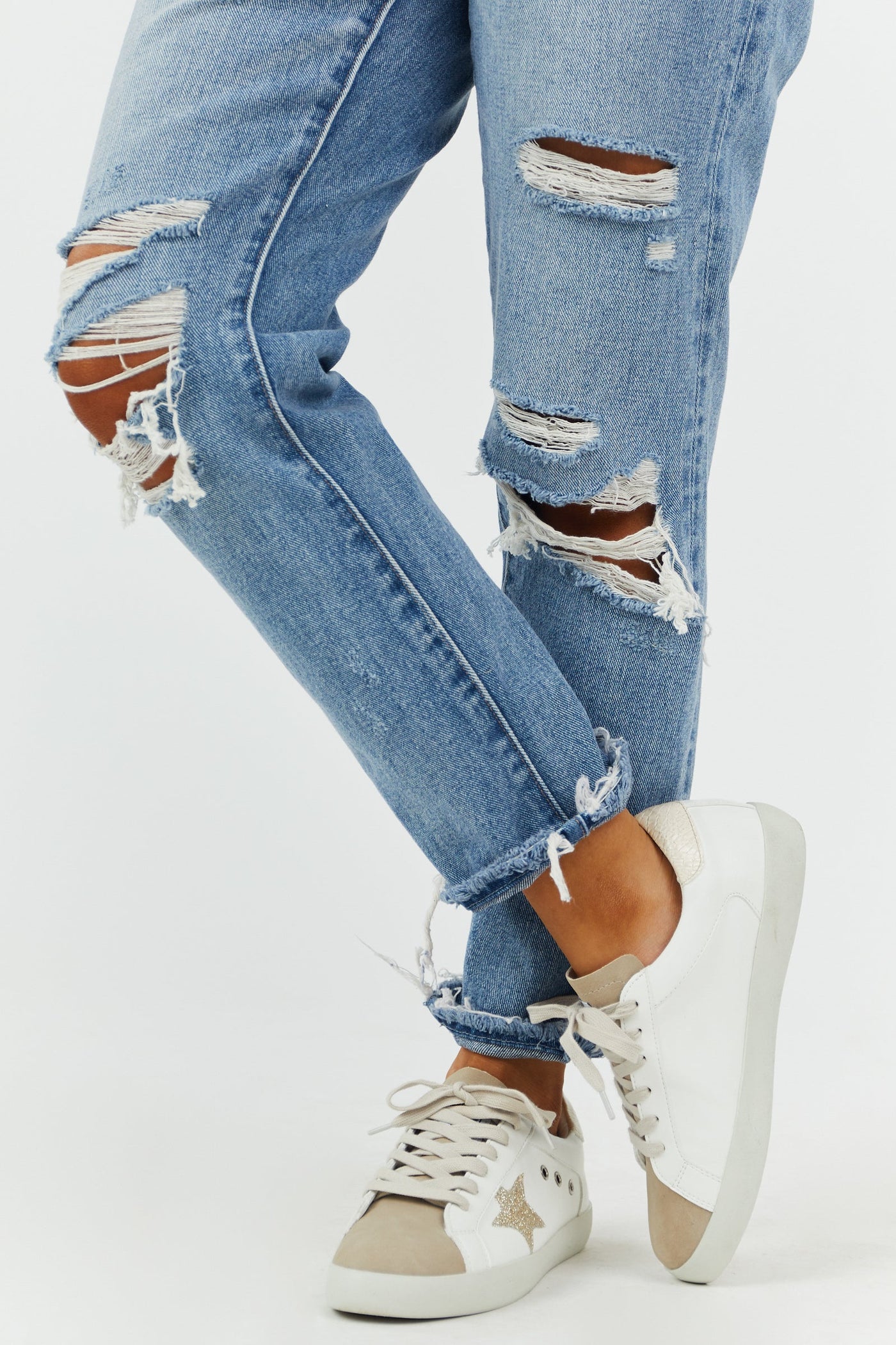 Vanilla and Taupe Glitter Star Lace Up Sneakers