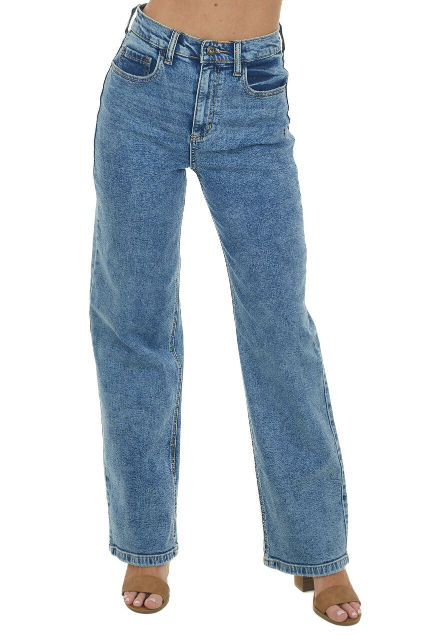 Vintage Mid Wash High Rise Relaxed Fit Jeans 