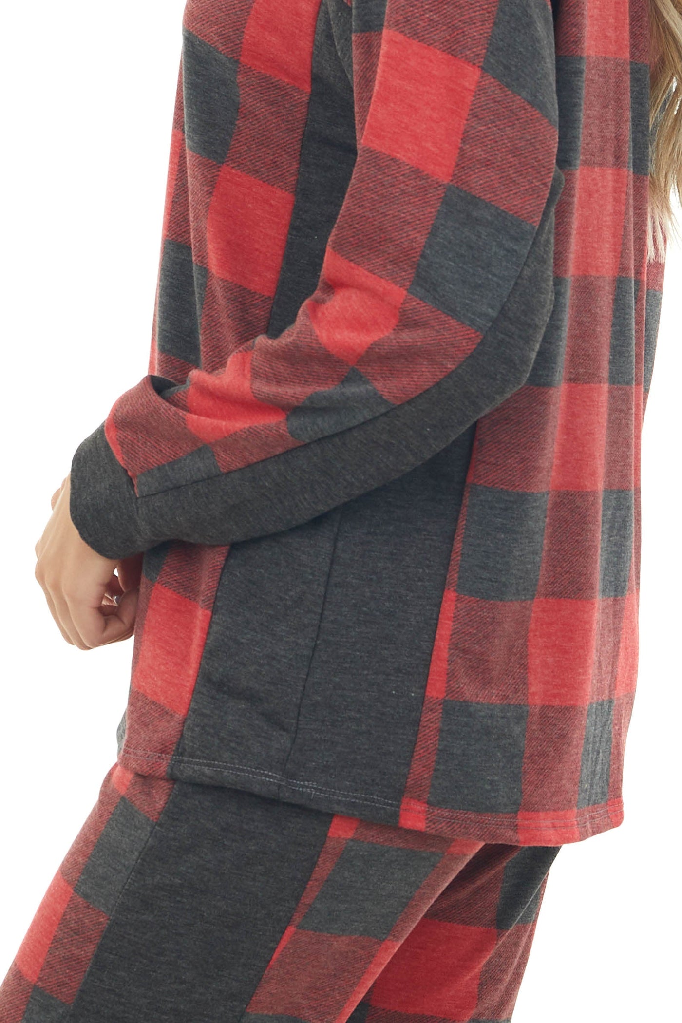 Vintage Red Buffalo Plaid Top and Bottom Set