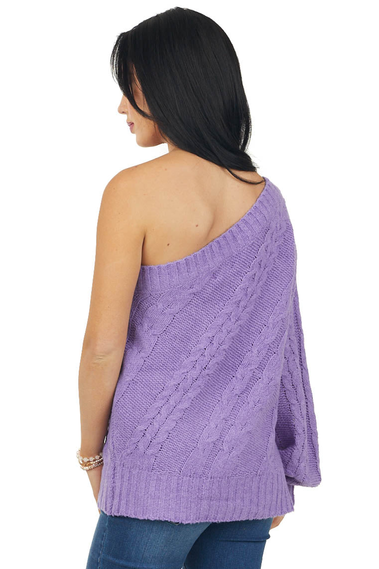 Violet One Shoulder Cable Knit Sweater