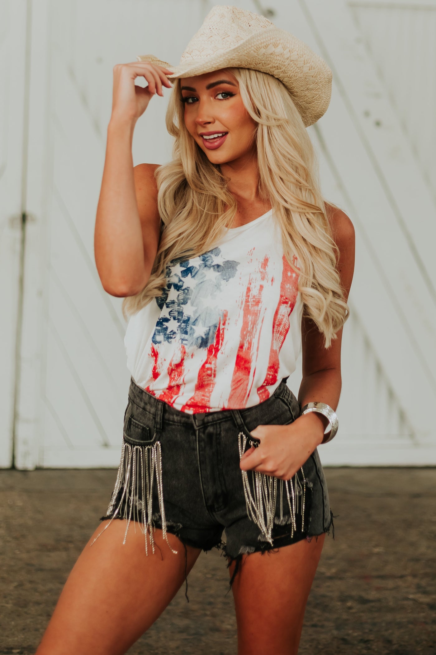 Washed Black Rhinestone Fringe Distressed Shorts