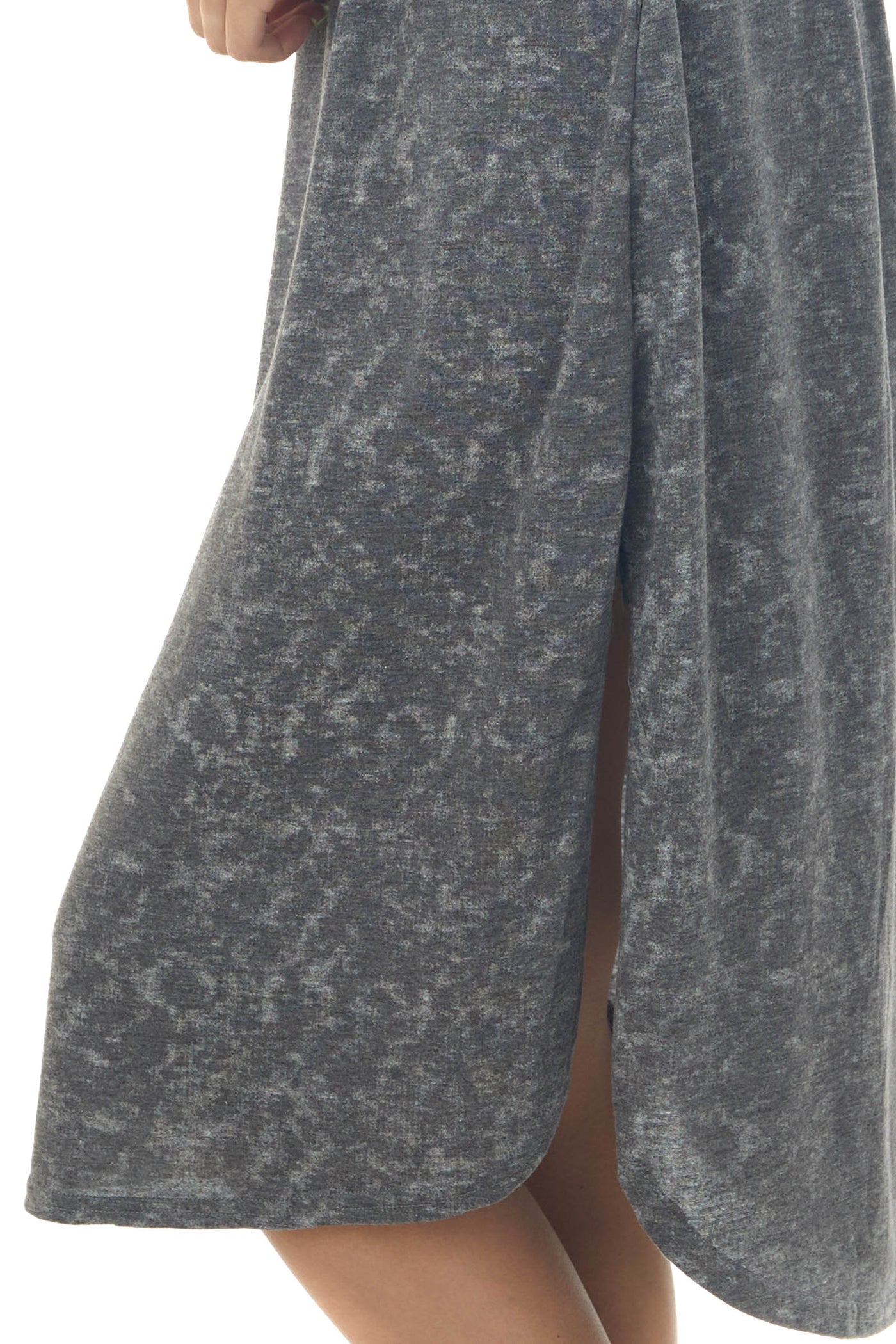 Washed Charcoal Sleeveless Blouson Midi Dress