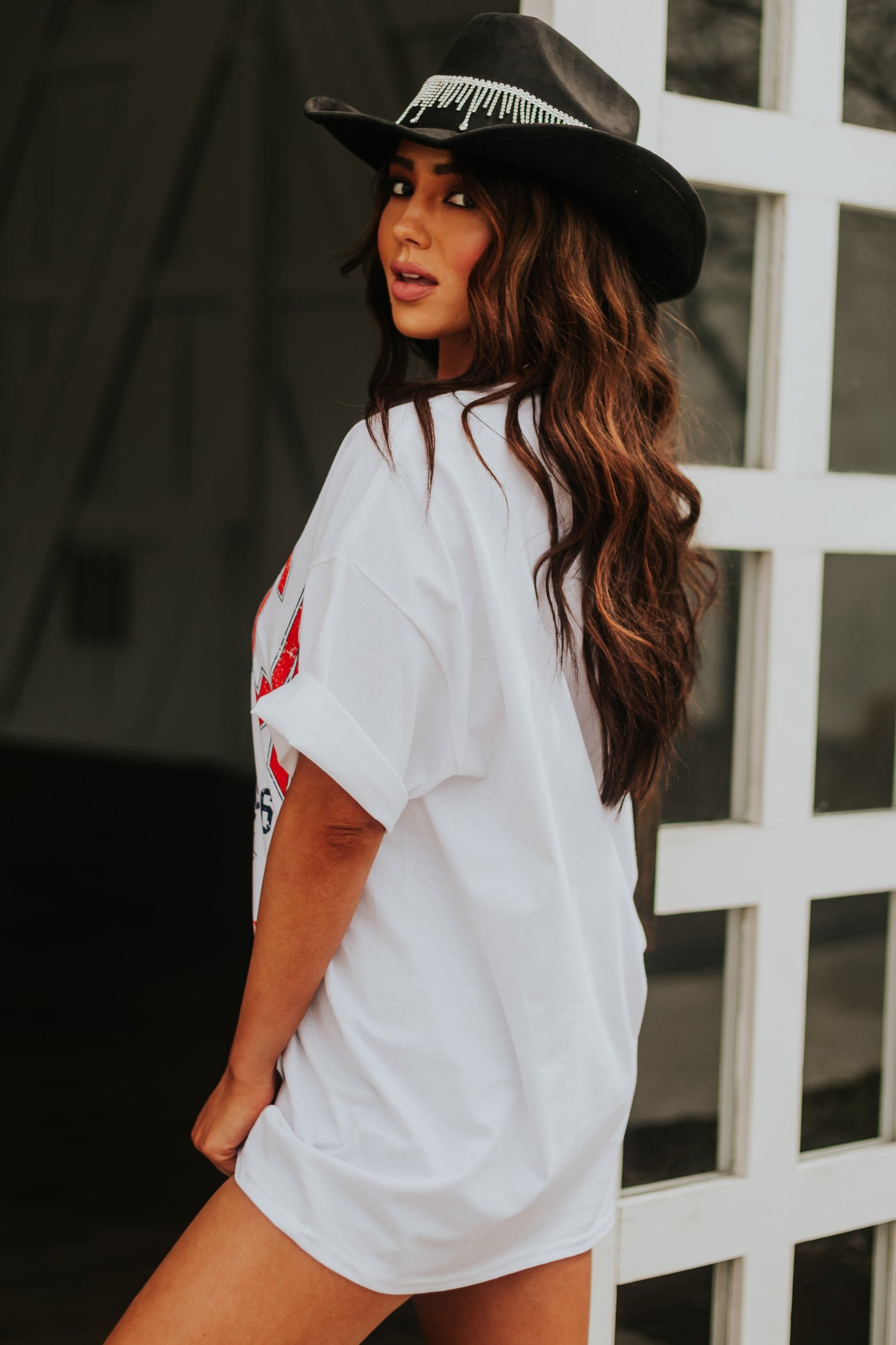 White 'America' Oversized Graphic Tee Shirt