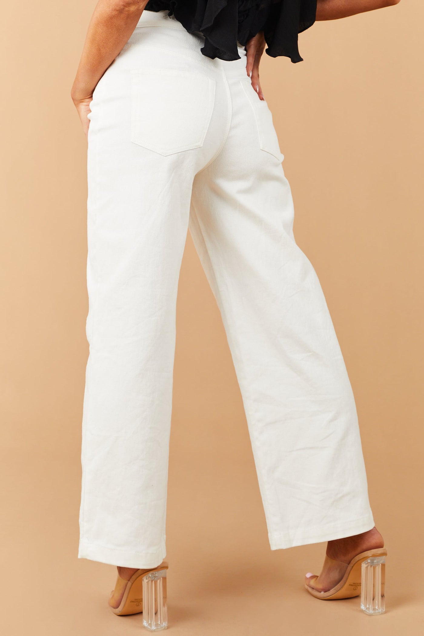 White High Rise Wide Leg Jeans