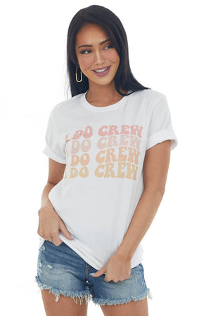 White Retro Sunset 'I Do Crew' Graphic Tee