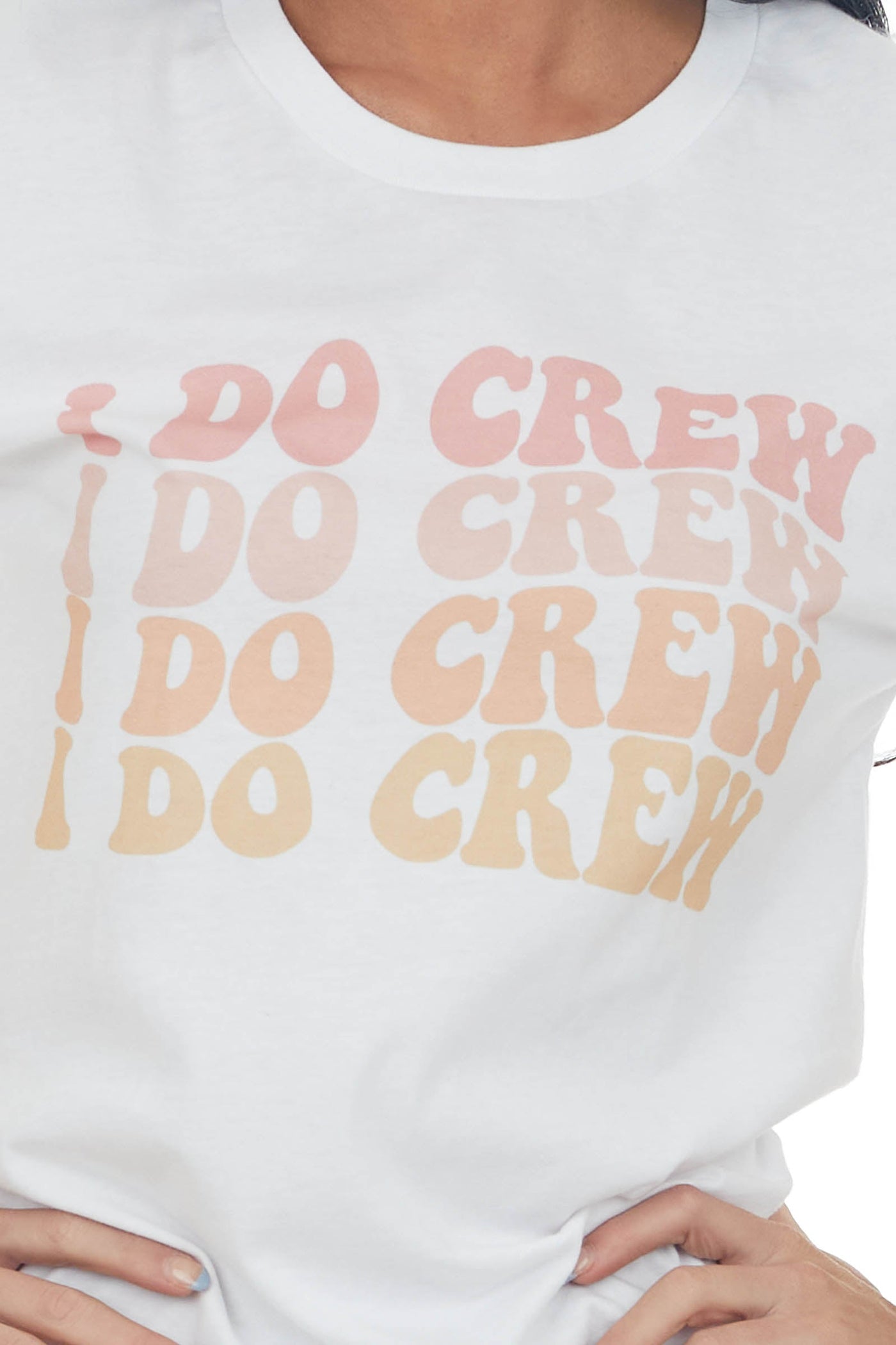White Retro Sunset 'I Do Crew' Graphic Tee